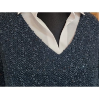 Kamizelka swetrowa damska z cekinami i pęczkami - ciemny turkus